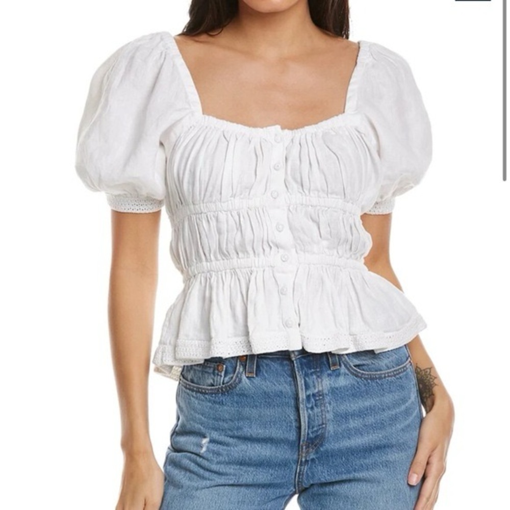 By Together cotton and linen boho peasant blouse